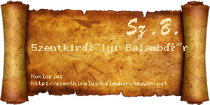 Szentkirályi Balambér névjegykártya